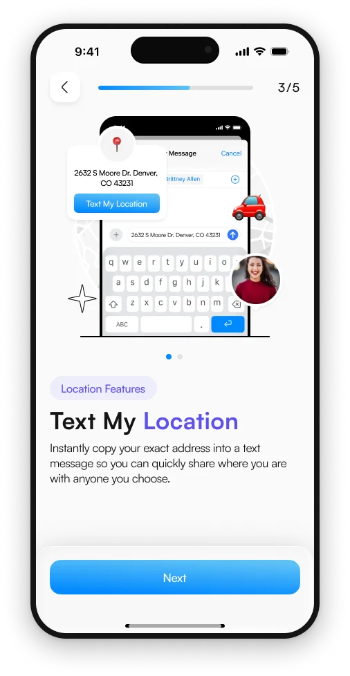 Texting your location to a friend from the 3rd-i map