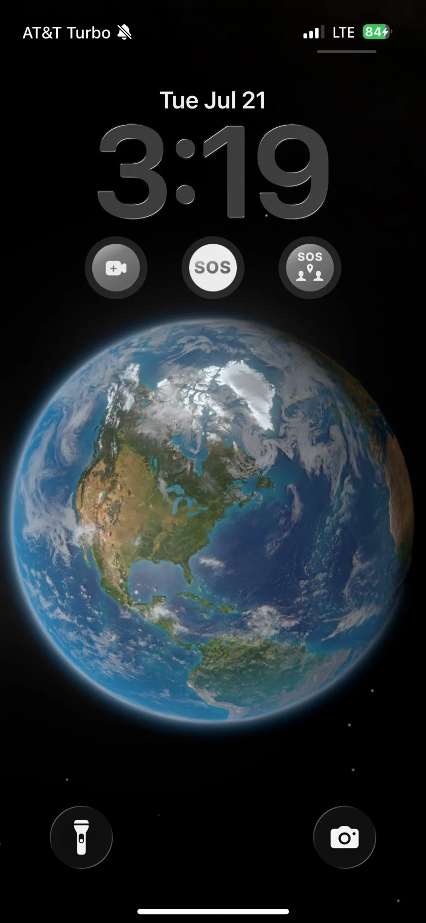 An iPhone Lock Screen with the three 3rd-i widgets under the clock: Go Live, SOS, and Trigger SOS for a friend